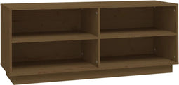 vidaXL - Schoenenkast - 110x34x45 - cm - massief - grenenhout - honingbruin