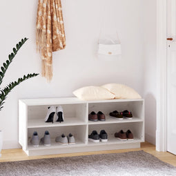 vidaXL - Schoenenkast - 110x34x45 - cm - massief - grenenhout - wit