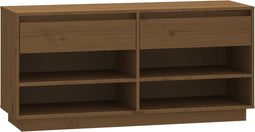 vidaXL - Schoenenkast - 110x34x52 - cm - massief - grenenhout - honingbruin