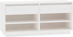 vidaXL - Schoenenkast - 110x34x52 - cm - massief - grenenhout - wit