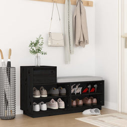 vidaXL - Schoenenkast - 110x34x61 - cm - massief - grenenhout - zwart