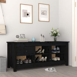 vidaXL - Schoenenkast - 110x38x45,5 - cm - massief - grenenhout - zwart