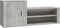 vidaXL - Schoenenkast - 130x35x54 - cm - bewerkt - hout - betongrijs