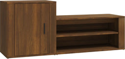 vidaXL - Schoenenkast - 130x35x54 - cm - bewerkt - hout - bruin - eikenkleur