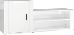 vidaXL - Schoenenkast - 130x35x54 - cm - bewerkt - hout - hoogglans - wit