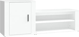 vidaXL - Schoenenkast - 130x35x54 - cm - bewerkt - hout - wit