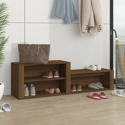 vidaXL - Schoenenkast - 150x35x45 - cm - bewerkt - hout - hoogglans - wit