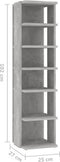 vidaXL - Schoenenkast - 27,5x27x102 - cm - bewerkt - hout - betongrijs