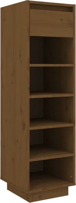 vidaXL - Schoenenkast - 30x34x105 - cm - massief - grenenhout - honingbruin