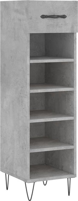 vidaXL - Schoenenkast - 30x35x105 - cm - bewerkt - hout - betongrijs