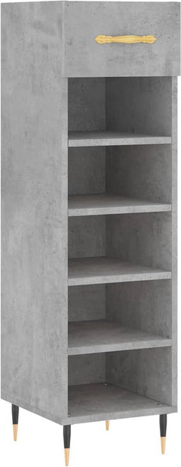 vidaXL - Schoenenkast - 30x35x105 - cm - bewerkt - hout - betongrijs