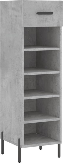 vidaXL - Schoenenkast - 30x35x105 - cm - bewerkt - hout - betongrijs
