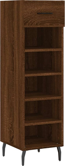 vidaXL - Schoenenkast - 30x35x105 - cm - bewerkt - hout - bruin - eikenkleur