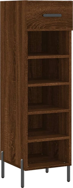 vidaXL - Schoenenkast - 30x35x105 - cm - bewerkt - hout - bruin - eikenkleur