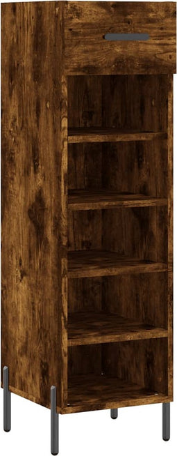 vidaXL - Schoenenkast - 30x35x105 - cm - bewerkt - hout - gerookt - eikenkleurig