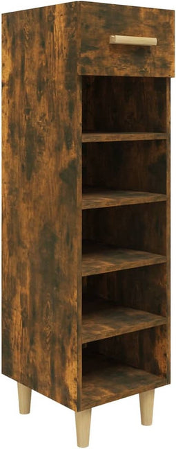 vidaXL - Schoenenkast - 30x35x105 - cm - bewerkt - hout - gerookt - eikenkleurig