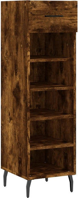 vidaXL - Schoenenkast - 30x35x105 - cm - bewerkt - hout - gerookt - eikenkleurig