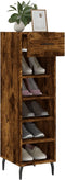 vidaXL - Schoenenkast - 30x35x105 - cm - bewerkt - hout - gerookt - eikenkleurig