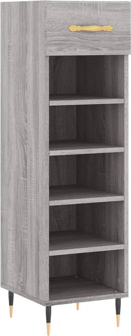 vidaXL - Schoenenkast - 30x35x105 - cm - bewerkt - hout - grijs - sonoma - eikenkleur