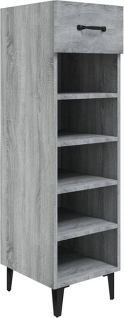 vidaXL - Schoenenkast - 30x35x105 - cm - bewerkt - hout - grijs - sonoma - eikenkleur