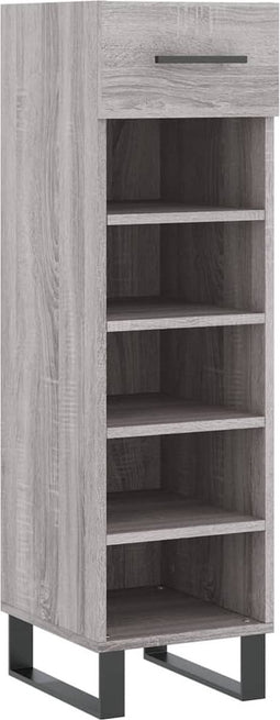 vidaXL - Schoenenkast - 30x35x105 - cm - bewerkt - hout - grijs - sonoma - eikenkleur