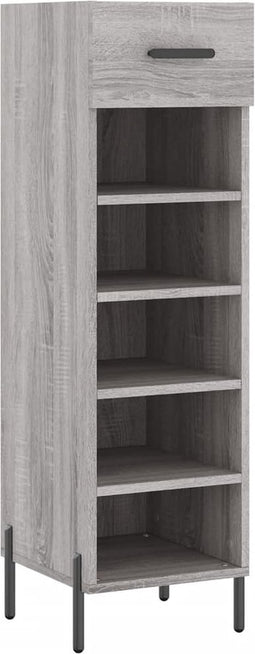 vidaXL - Schoenenkast - 30x35x105 - cm - bewerkt - hout - grijs - sonoma - eikenkleur