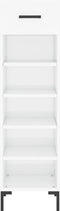 vidaXL - Schoenenkast - 30x35x105 - cm - bewerkt - hout - hoogglans - wit