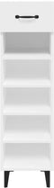 vidaXL - Schoenenkast - 30x35x105 - cm - bewerkt - hout - hoogglans - wit