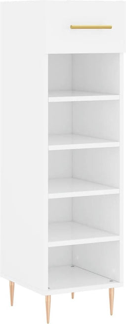 vidaXL - Schoenenkast - 30x35x105 - cm - bewerkt - hout - wit
