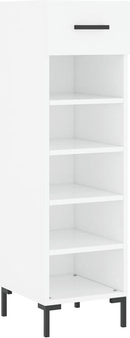 vidaXL - Schoenenkast - 30x35x105 - cm - bewerkt - hout - wit