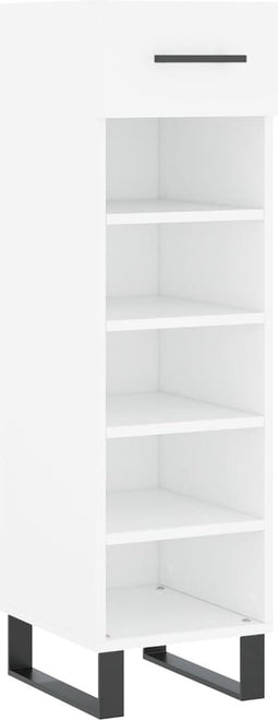 vidaXL - Schoenenkast - 30x35x105 - cm - bewerkt - hout - wit