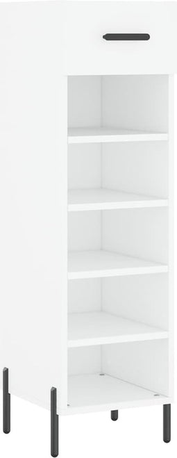 vidaXL - Schoenenkast - 30x35x105 - cm - bewerkt - hout - wit
