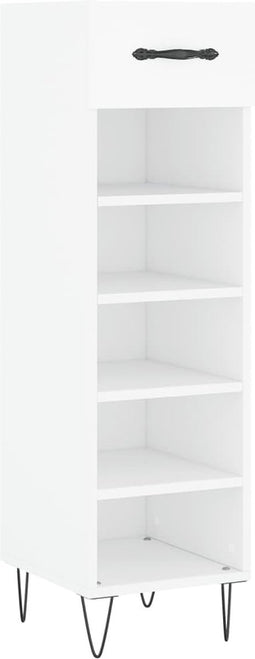 vidaXL - Schoenenkast - 30x35x105 - cm - bewerkt - hout - wit