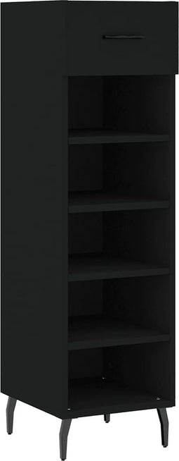 vidaXL - Schoenenkast - 30x35x105 - cm - bewerkt - hout - zwart