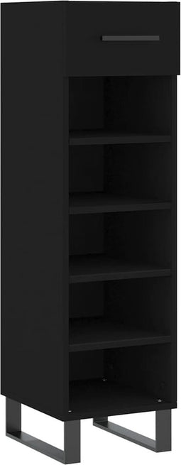 vidaXL - Schoenenkast - 30x35x105 - cm - bewerkt - hout - zwart