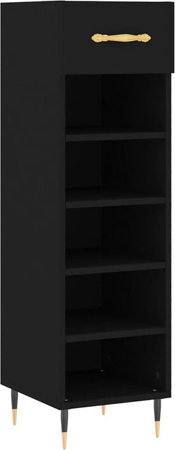 vidaXL - Schoenenkast - 30x35x105 - cm - bewerkt - hout - zwart