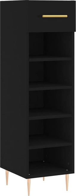 vidaXL - Schoenenkast - 30x35x105 - cm - bewerkt - hout - zwart