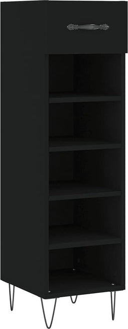 vidaXL - Schoenenkast - 30x35x105 - cm - bewerkt - hout - zwart