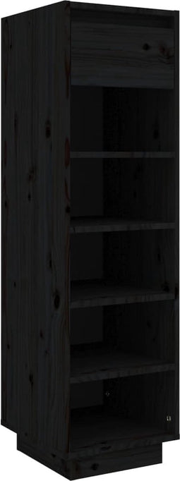 vidaXL - Schoenenkast - 34x30x105 - cm - massief - grenenhout - zwart