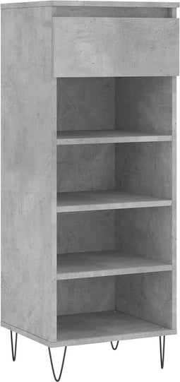 vidaXL - Schoenenkast - 40x36x105 - cm - bewerkt - hout - betongrijs