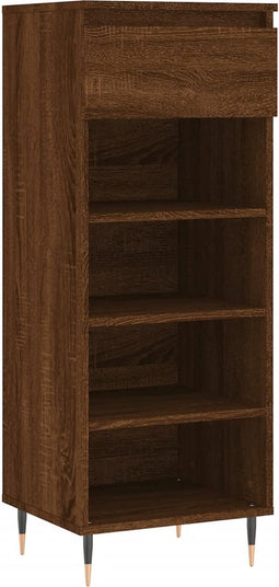 vidaXL - Schoenenkast - 40x36x105 - cm - bewerkt - hout - bruin - eikenkleur