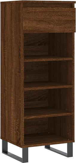 vidaXL - Schoenenkast - 40x36x105 - cm - bewerkt - hout - bruin - eikenkleur