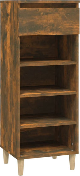 vidaXL - Schoenenkast - 40x36x105 - cm - bewerkt - hout - gerookt - eikenkleurig