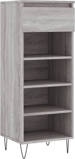 vidaXL - Schoenenkast - 40x36x105 - cm - bewerkt - hout - grijs - sonoma