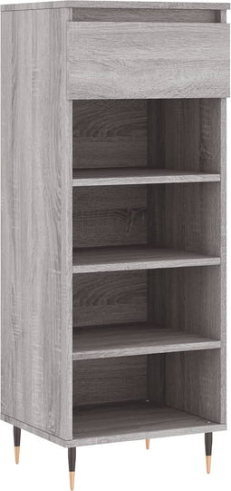 vidaXL - Schoenenkast - 40x36x105 - cm - bewerkt - hout - grijs - sonoma
