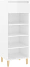 vidaXL - Schoenenkast - 40x36x105 - cm - bewerkt - hout - hoogglans - wit