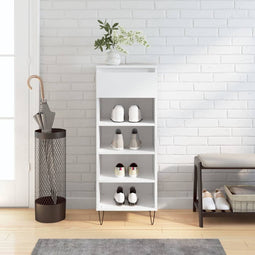 vidaXL - Schoenenkast - 40x36x105 - cm - bewerkt - hout - hoogglans - wit