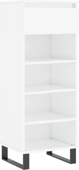 vidaXL - Schoenenkast - 40x36x105 - cm - bewerkt - hout - hoogglans - wit