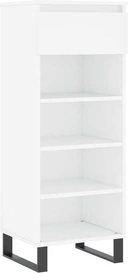 vidaXL - Schoenenkast - 40x36x105 - cm - bewerkt - hout - wit