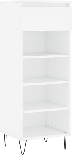 vidaXL - Schoenenkast - 40x36x105 - cm - bewerkt - hout - wit